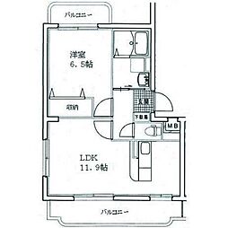 ハウゼ・アー・ドルフブラォ 1LDKの間取図画像