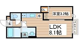 中田町新築ＡＰ　Ｂ棟 102 1階1LDKの間取り