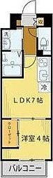 シェルグランデ六丁目 1LDKの間取図画像