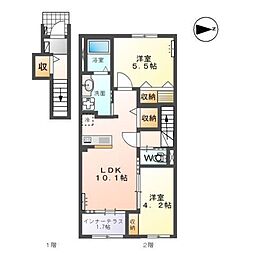 袋原1丁目アパート新築工事 2LDKの間取図画像