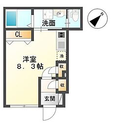 クレール長町 ワンルームの間取図画像