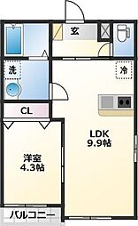 Gran Premiere一本杉(一本杉A棟) 1LDKの間取図画像