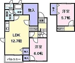 アルファスイートB 2LDKの間取図画像