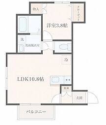 リヴェール上杉A 1LDKの間取図画像