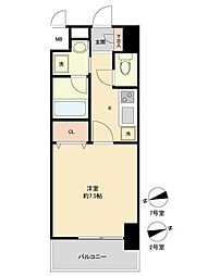 パークフラッツ本町 1Kの間取図画像