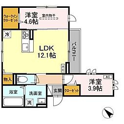 D-ROOM二軒茶屋TMT 2LDKの間取図画像