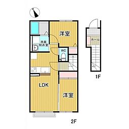仙台市太白区八木山南1丁目アパート 2LDKの間取図画像