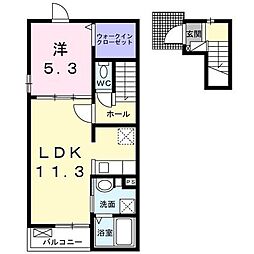 ライズ・トミヤ 1LDKの間取図画像