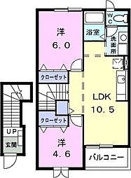 グランデュール1 2LDKの間取図画像