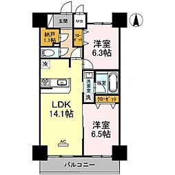 ロージェ泉中央 2LDKの間取図画像