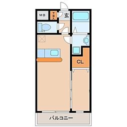 オリンピア長町 1LDKの間取図画像