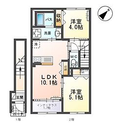 earth bloom 2LDKの間取図画像