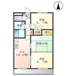 サニープレイス1陽だまりの館 3DKの間取図画像