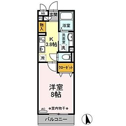D-roomハピネス 1Kの間取図画像