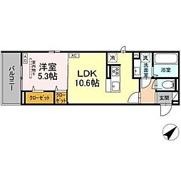 仙台市宮城野区宮千代1丁目アパート 1LDKの間取図画像