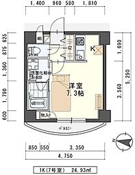 ラピス雨宮 1Kの間取図画像