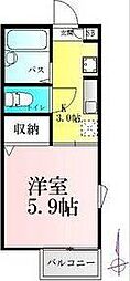 新坂壱番館 1Kの間取図画像
