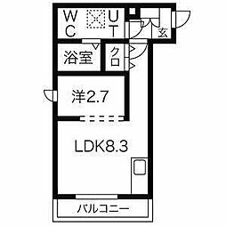 アスティ高松 1LDKの間取図画像