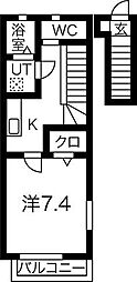 メゾン・風曜日 1Kの間取図画像