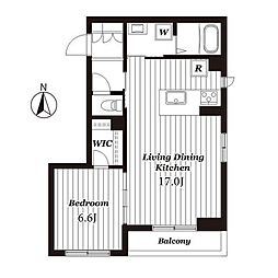 風香花京院 2階1LDKの間取り