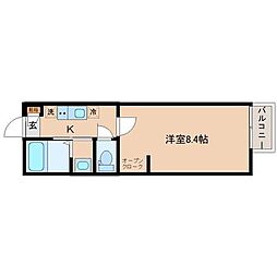 ロイスヒルズ原町 1Kの間取図画像