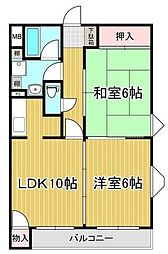 ピアレス 2LDKの間取図画像