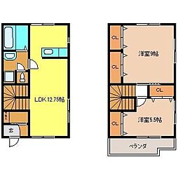 サバトシティリアンZD 2LDKの間取図画像