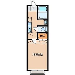 カサフロール壱番館 1Kの間取図画像