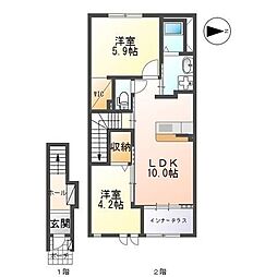 ユーフォリア 2LDKの間取図画像