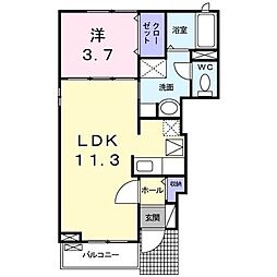 リアン青葉 1LDKの間取図画像