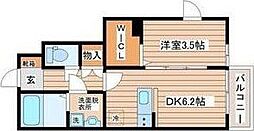 仙台市宮城野区小田原2丁目アパート 1DKの間取図画像