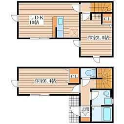 仙台市青葉区小田原4丁目アパート 2LDKの間取図画像