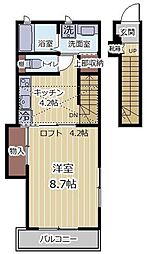 仙台市宮城野区福田町1丁目アパート 1Kの間取図画像