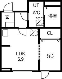 仙台市青葉区貝ケ森4丁目アパート 1LDKの間取図画像