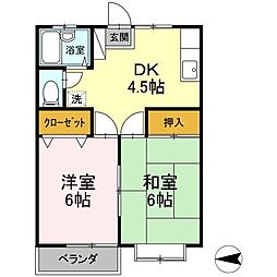 スイートホーム平成 2DKの間取図画像