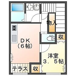Casa クオーレ 1DKの間取図画像