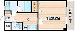ボヌール3 1Kの間取図画像