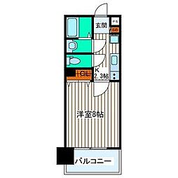 シティマンション木町通 11階1Kの間取り