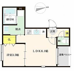 COURT 月白 1LDKの間取図画像