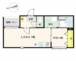 COURT 月白 1LDKの間取図画像