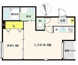 ハーモニーテラス畳屋丁 1LDKの間取図画像
