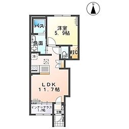 イリアス 1LDKの間取図画像