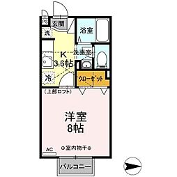 ＡＢＩＴＡＴＯ台原 2階1Kの間取り