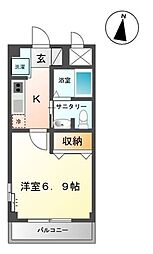 グランドール参番館 1Kの間取図画像