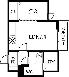 メリディアン貝ヶ森壱番館 1LDKの間取図画像