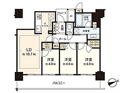 パークタワーあすと長町 3LDKの間取図画像
