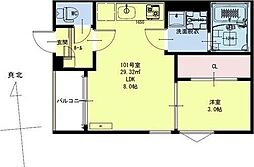 REGALEST仙台荒井 1LDKの間取図画像