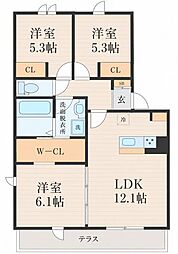 仮称)上愛子共同住宅新築AP 3LDKの間取図画像