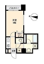 ガーネットヒルズ上杉 2階1Kの間取り