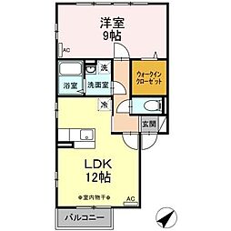 シャン北中　Ｃ 2階1LDKの間取り